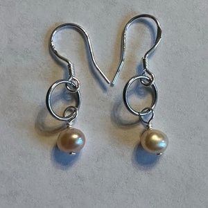 ARTISAN Pink Freshwater Pearl Dangle Sterling Silver Earrings for Pierced Ears